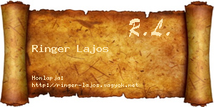 Ringer Lajos névjegykártya